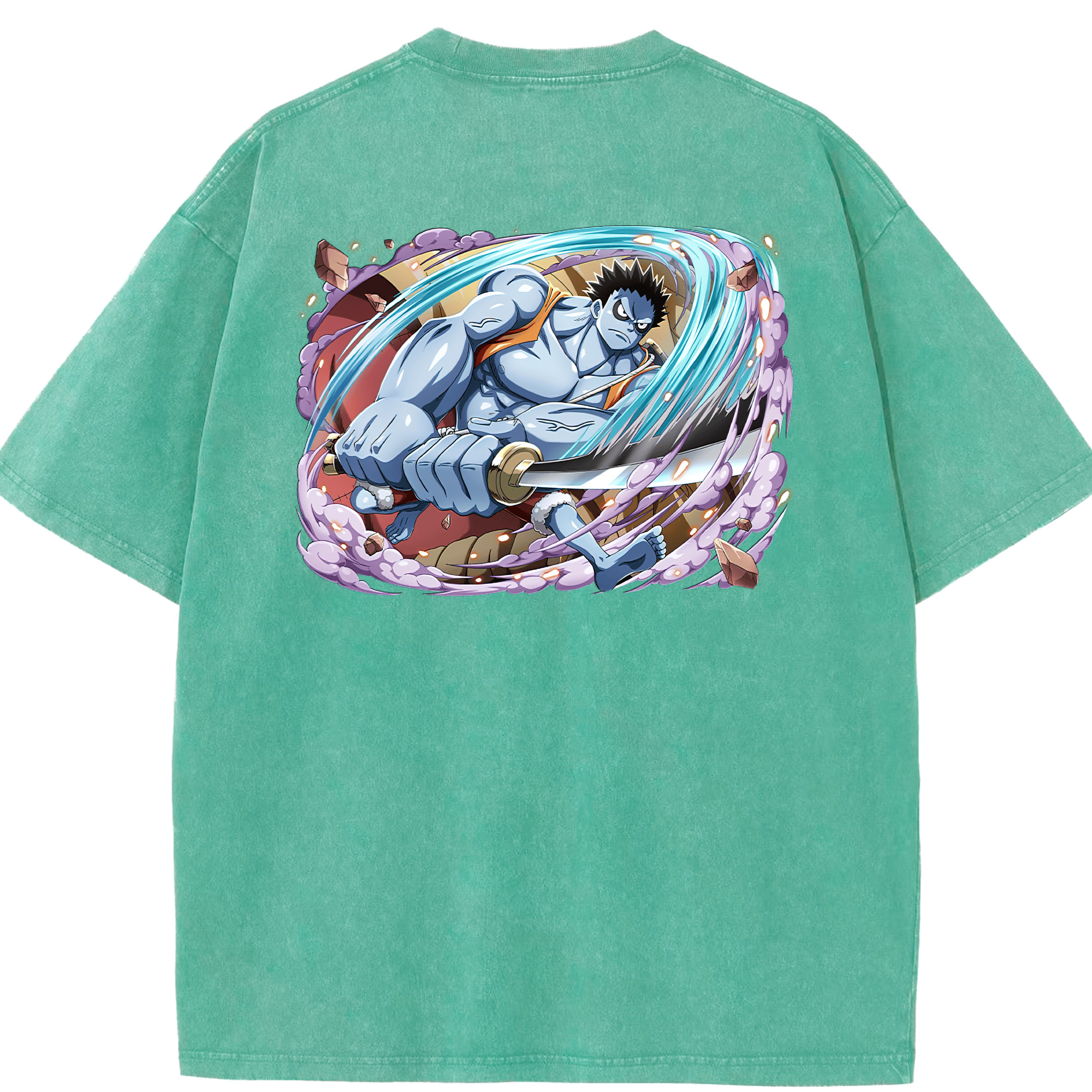 ワンピース モンキー・D・ルフィ ONE PIECE Monkey D. Luffy 綿100% ヴィンテージ風 半袖Tシャツ（背面プリント）